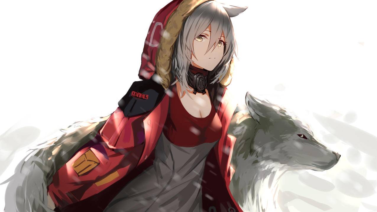 明日方舟 红狼 女孩子 狼 4K动漫壁纸