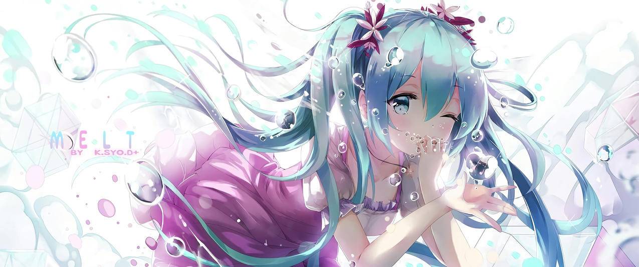 初音未来公主殿下miku带鱼屏壁纸