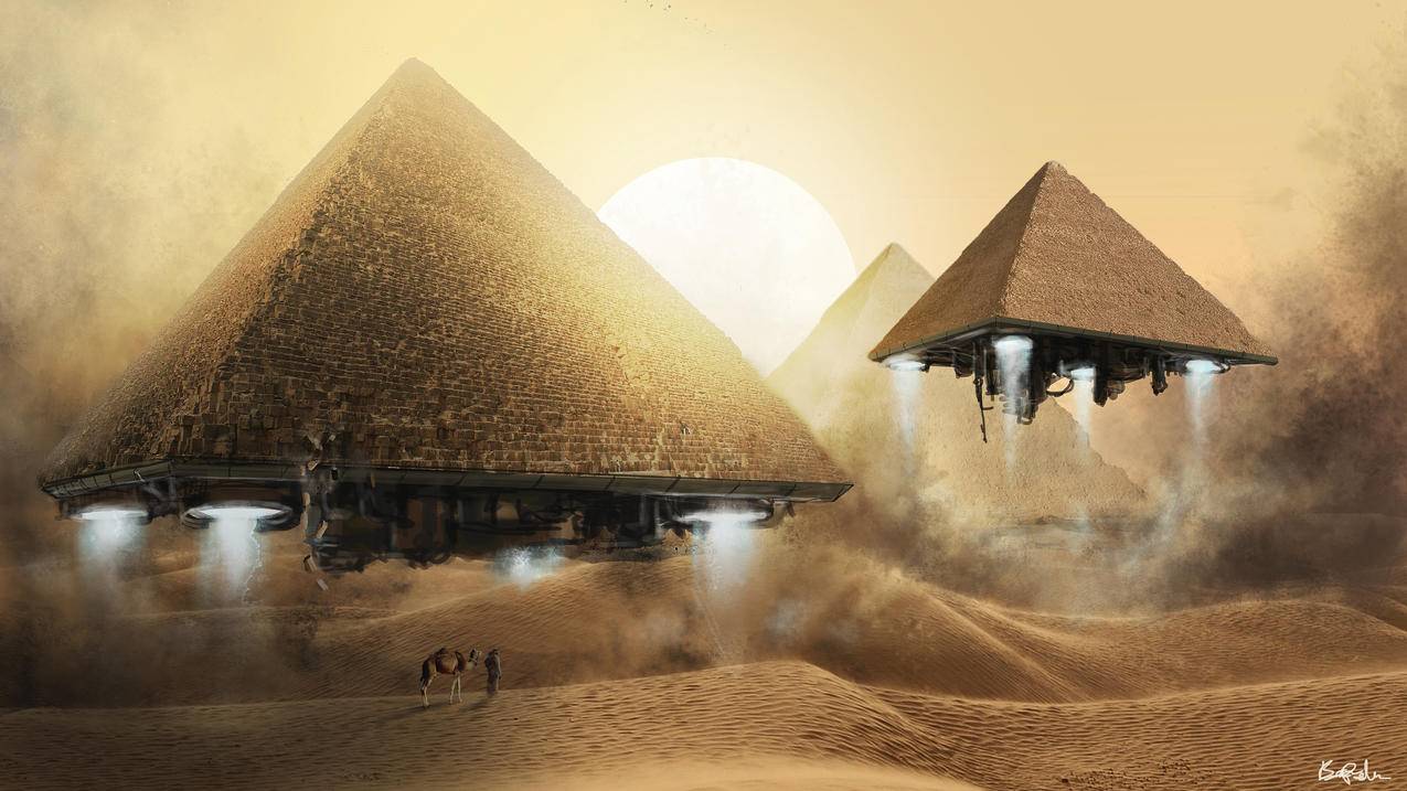 科幻埃及金字塔沙漠4k壁纸