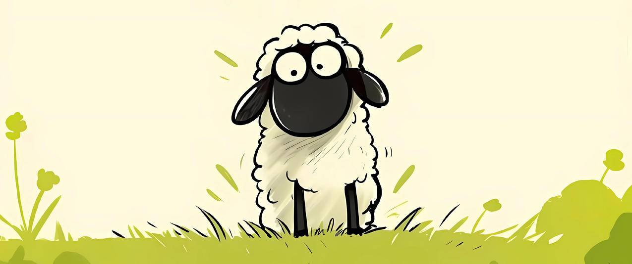 小羊肖恩 简约 绿色草地3440x1440带鱼屏壁纸