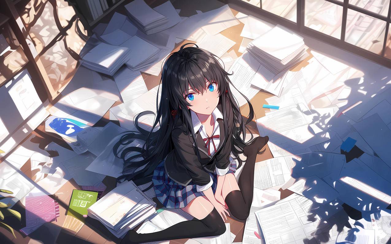 雪之下雪乃 蓝色眼睛 长发 4K壁纸 3840x2400