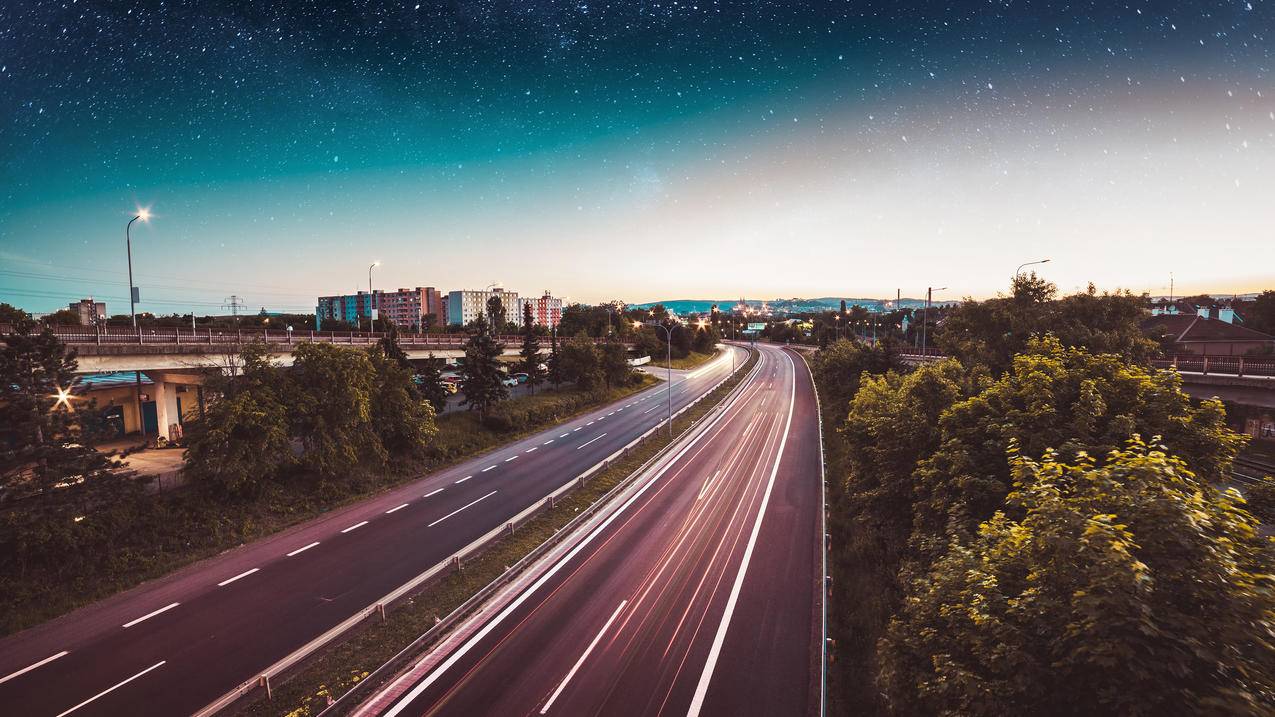 夜景 城市 道路 星空 唯美风景 4k电脑壁纸 4k手机壁纸