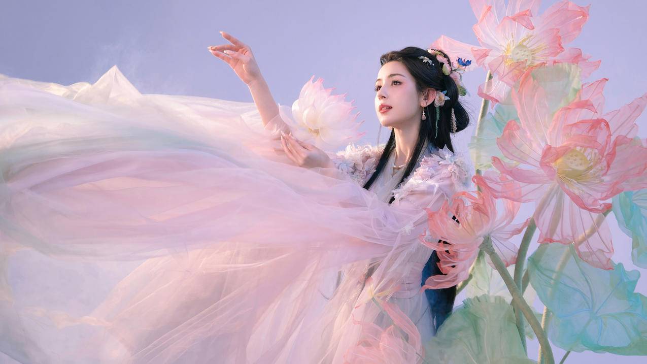 哈妮克孜 荷花 4k 古风壁纸 3840x2160
