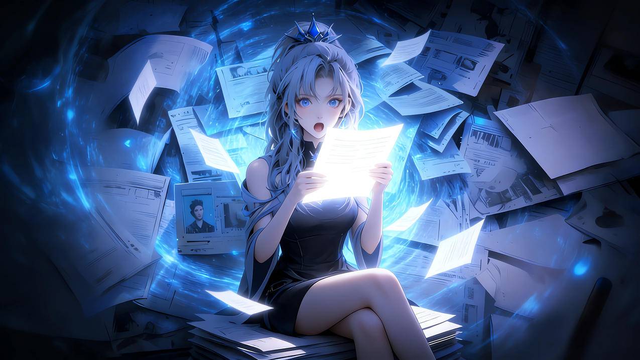 金克丝 蓝色眼睛 惊讶表情 报纸 光影 4k壁纸