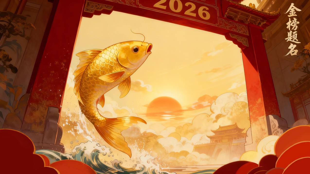 2026金榜题名 鲤鱼跃龙门4k壁纸