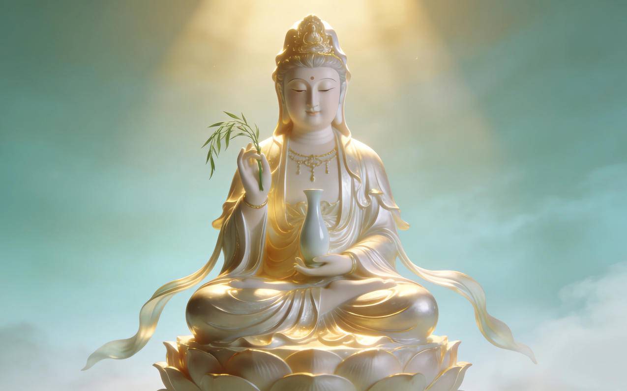 观音神像光影 3200x2000 车机壁纸全屏高清3K