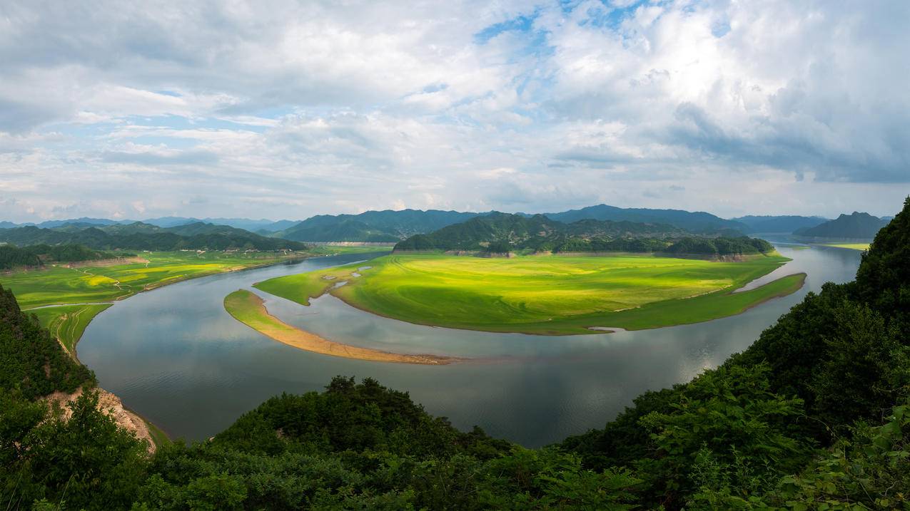 山川 环形河流 风景 4k高清壁纸