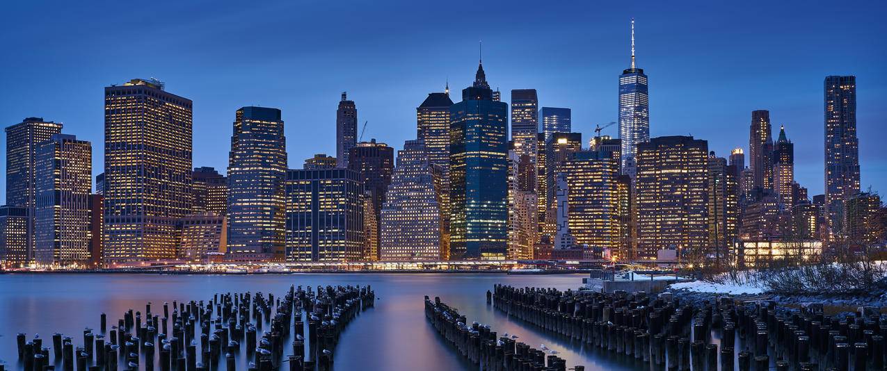 曼哈顿城市风景带鱼屏壁纸