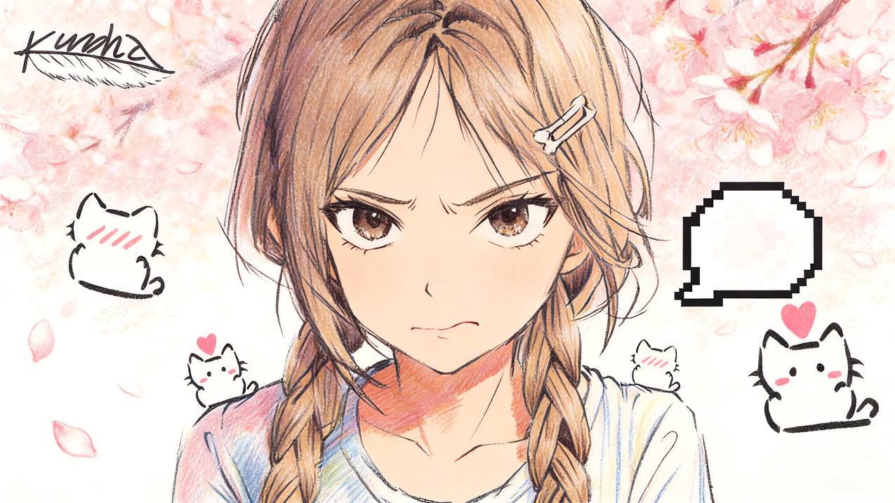 彩铅画动漫女孩4k壁纸3840x2160