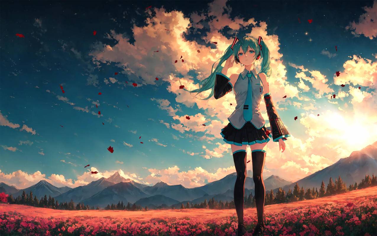 Miku初音未来 黄昏的天空 4K动漫壁纸 3840x2400
