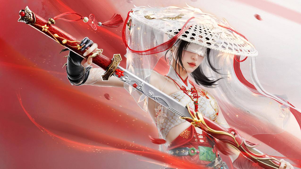 宁红夜 斗笠 长剑 4K游戏美女壁纸 3840x2160