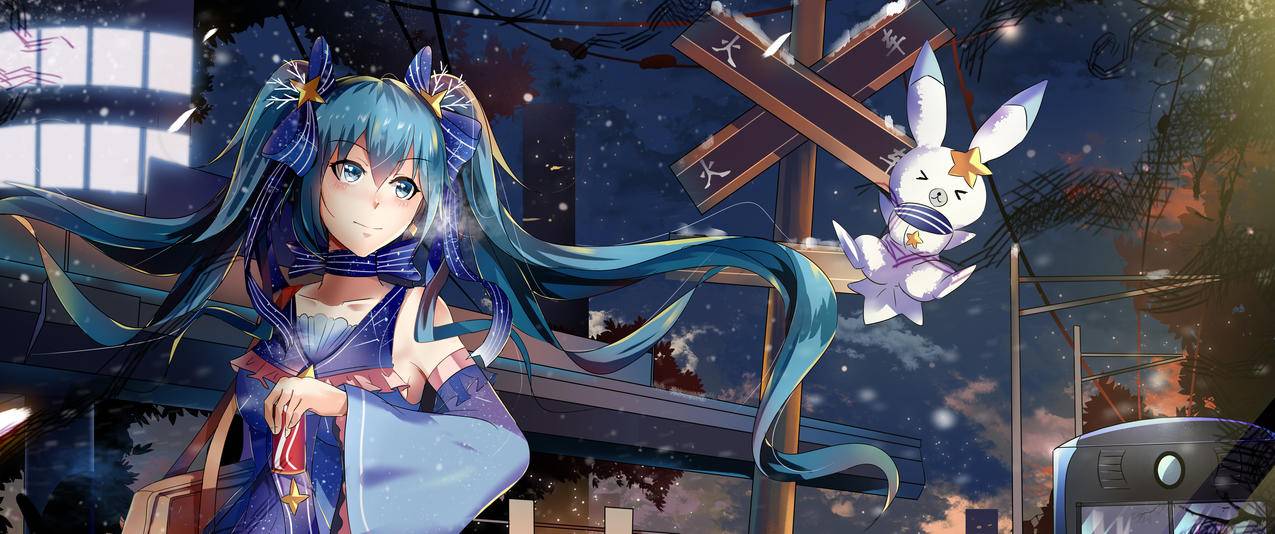 初音未来miku带鱼屏壁纸