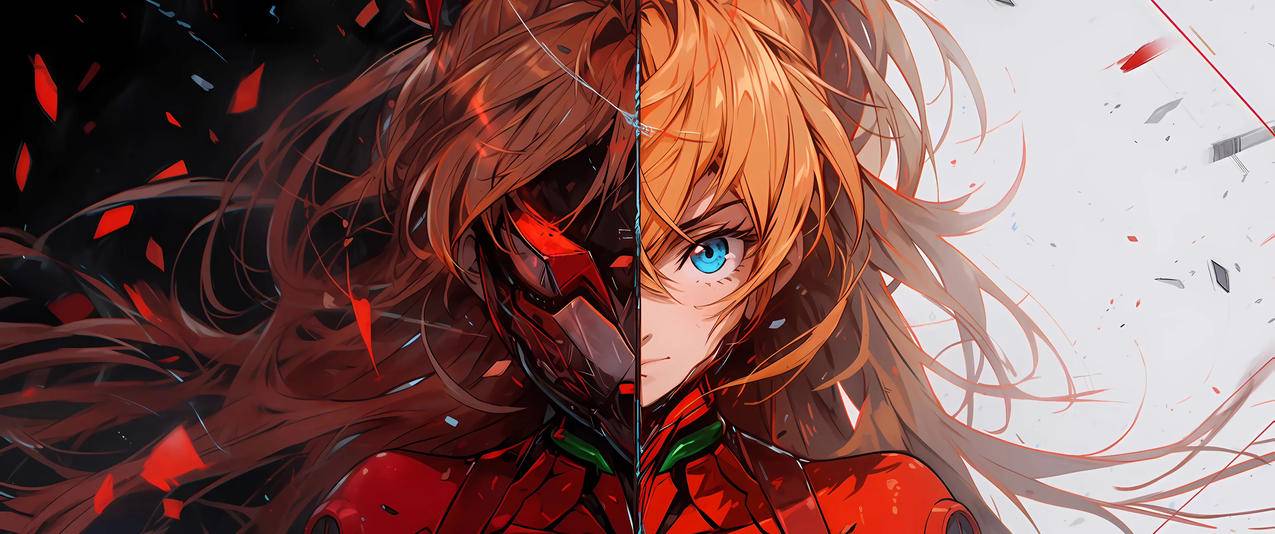 明日香 半边脸 3440x1440带鱼屏壁纸