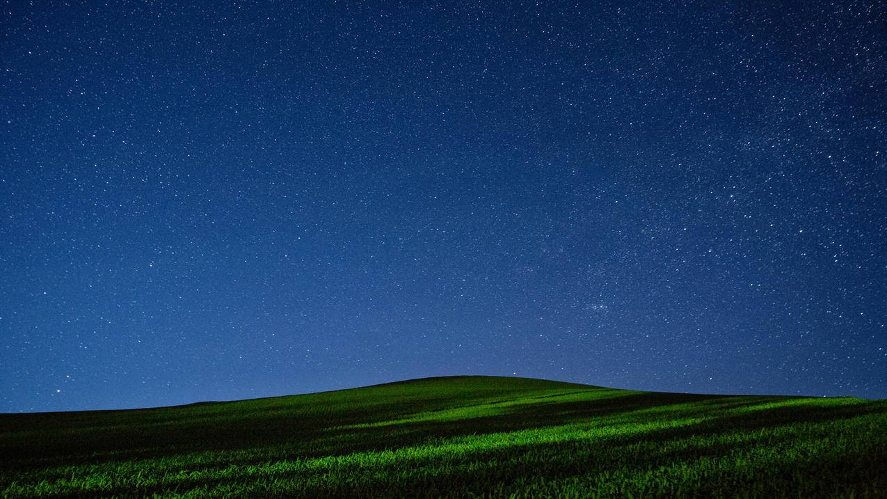 风景自然风光草地星空高清壁纸