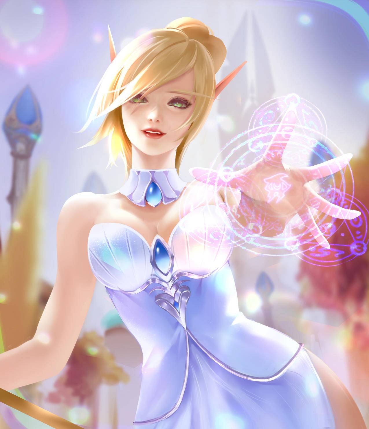 《魔兽世界》血精灵 白色战斗服 魔法阵 4K高清游戏壁纸
