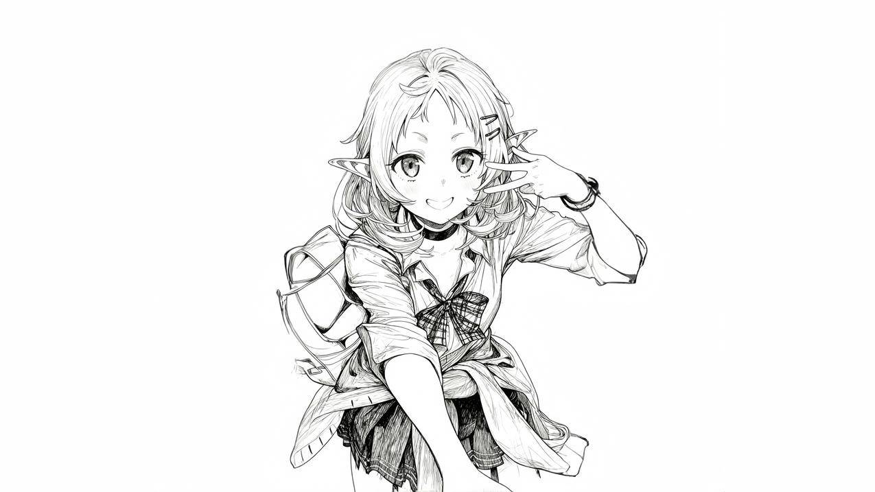 希露菲 线条女孩4k壁纸