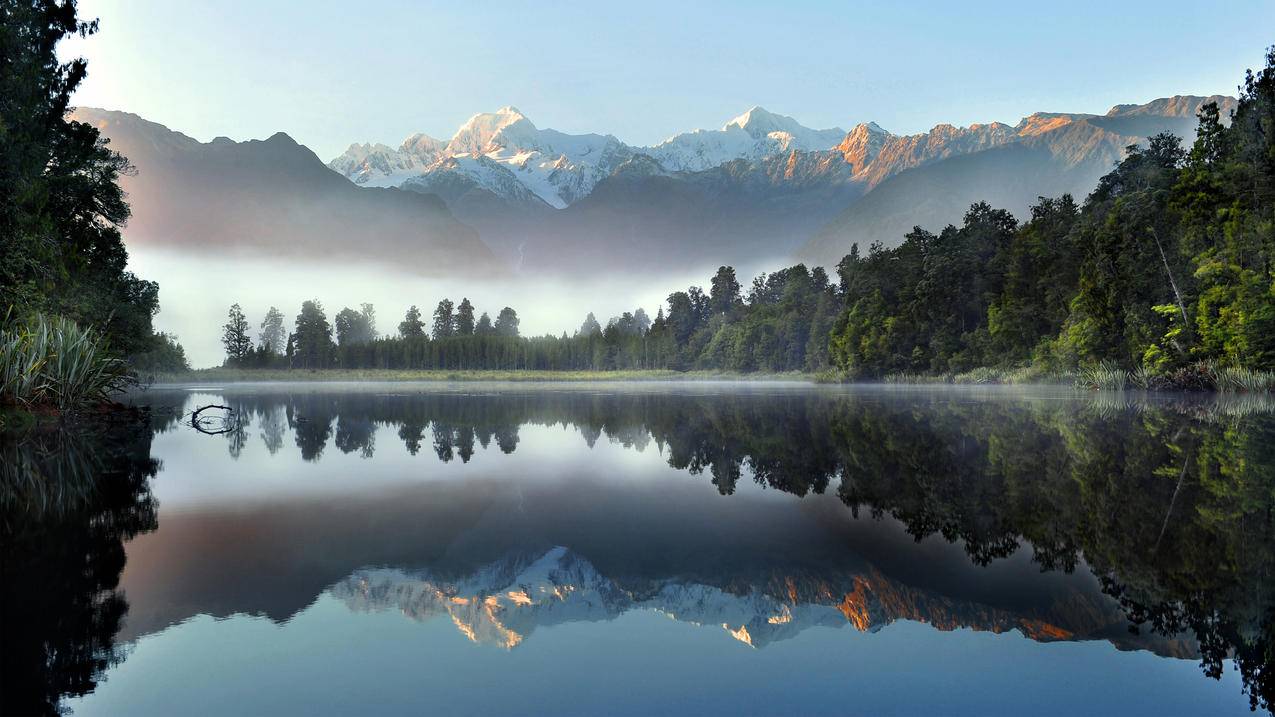 湖水与雪山 4k风景高清壁纸