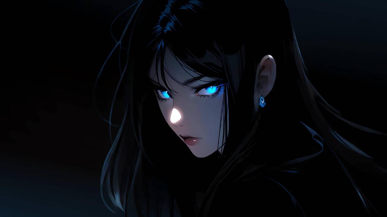 暗黑蓝瞳动漫美女4K壁纸3840x2160