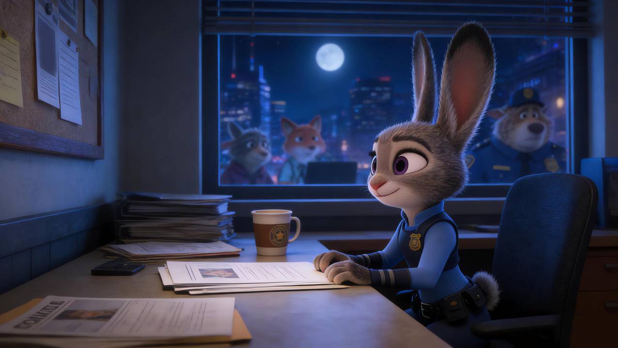 朱迪 办公 疯狂动物城4K桌面壁纸