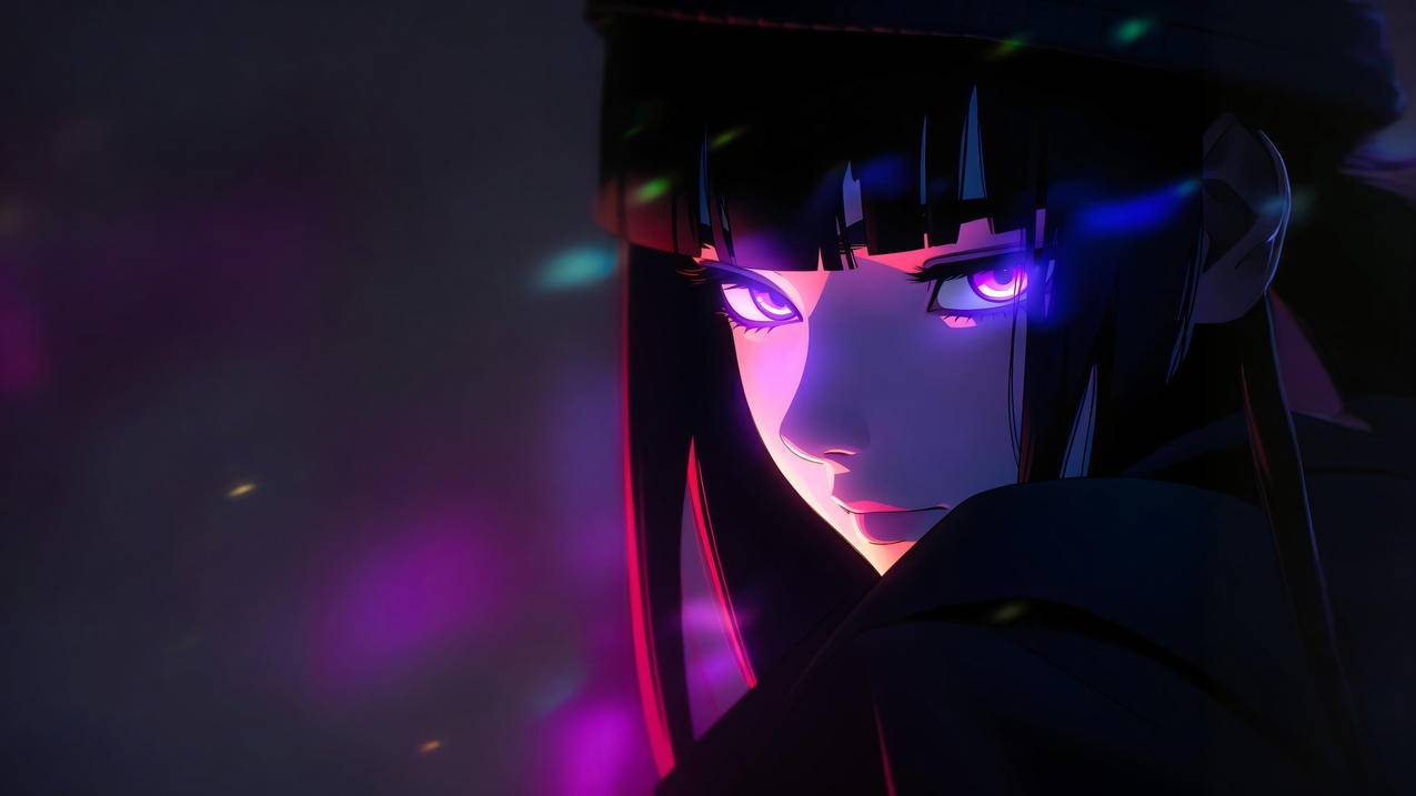 动漫女孩雏田 眼神 紫幻 紫色 4K壁纸