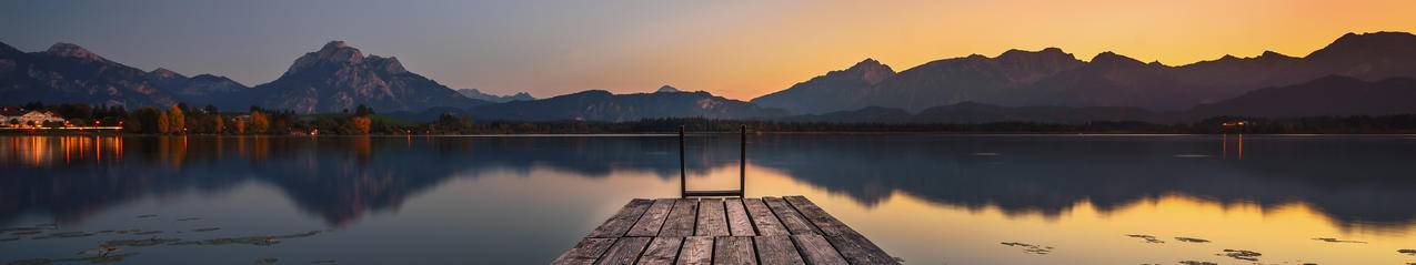 黄昏 湖畔 码头5760x1080三屏风景壁纸