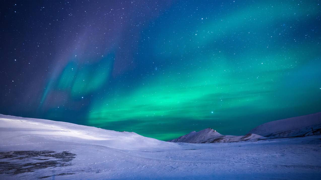 美丽极光 星空 雪地风景 4k高清壁纸