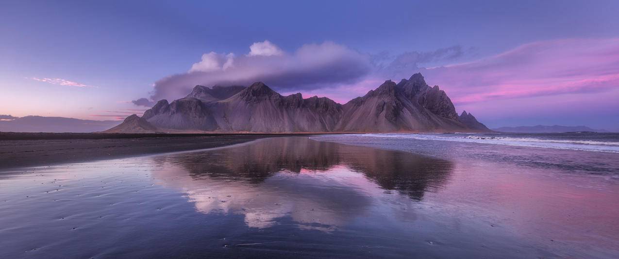 美丽的海边风景带鱼屏壁纸