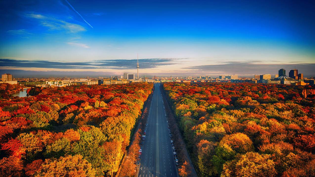 风景城市道路建筑4k壁纸