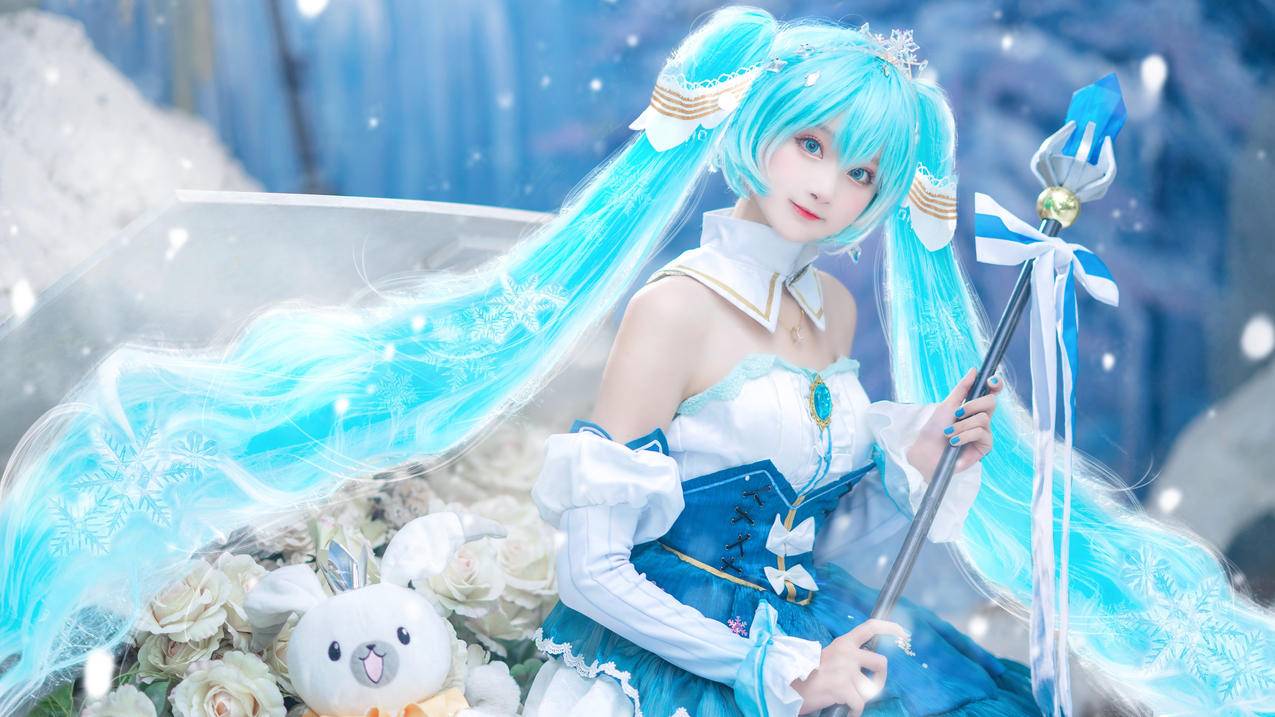 cosplay 初音未来 雪 可爱 小姐姐 美女 4k电脑壁纸