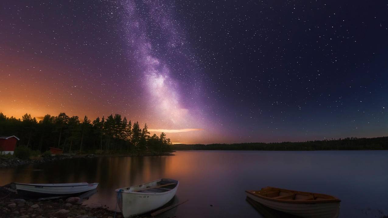 风景自然风光湖泊星空高清壁纸