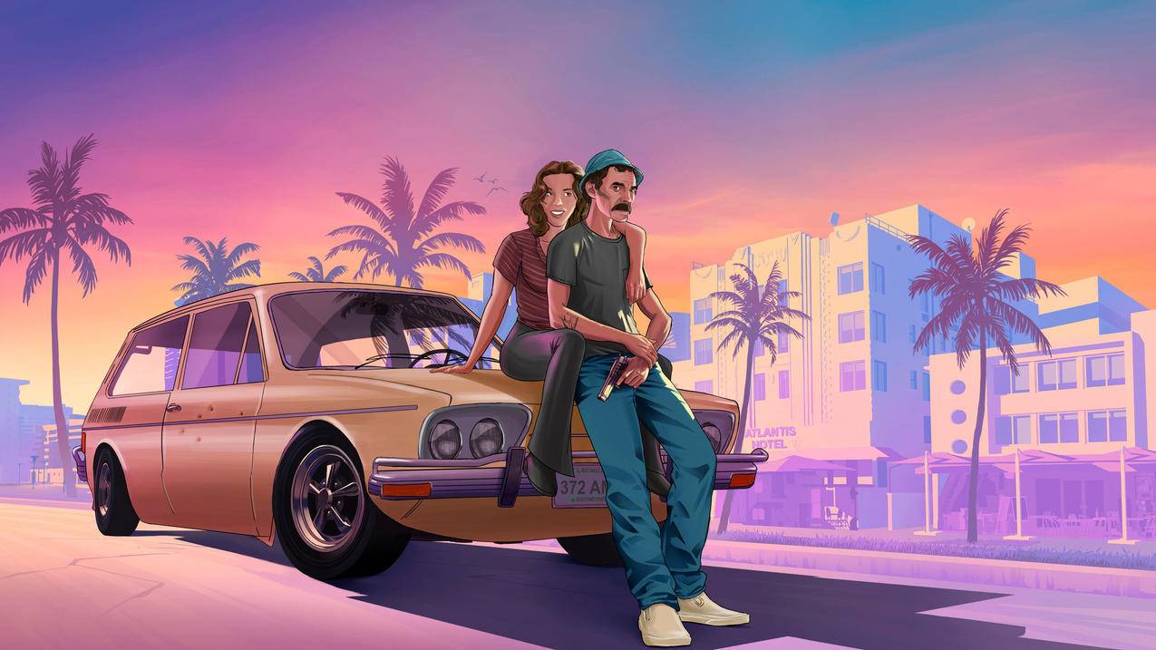 《GTA6》人物 汽车 绘画 4K游戏壁纸