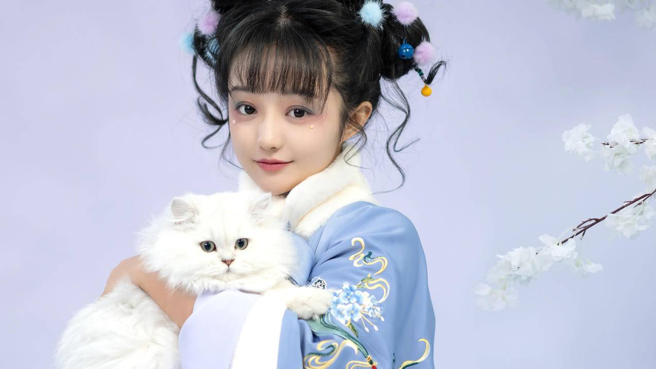 小陆离 古风 猫 美女 清纯 4k电脑壁纸 4K手机壁纸