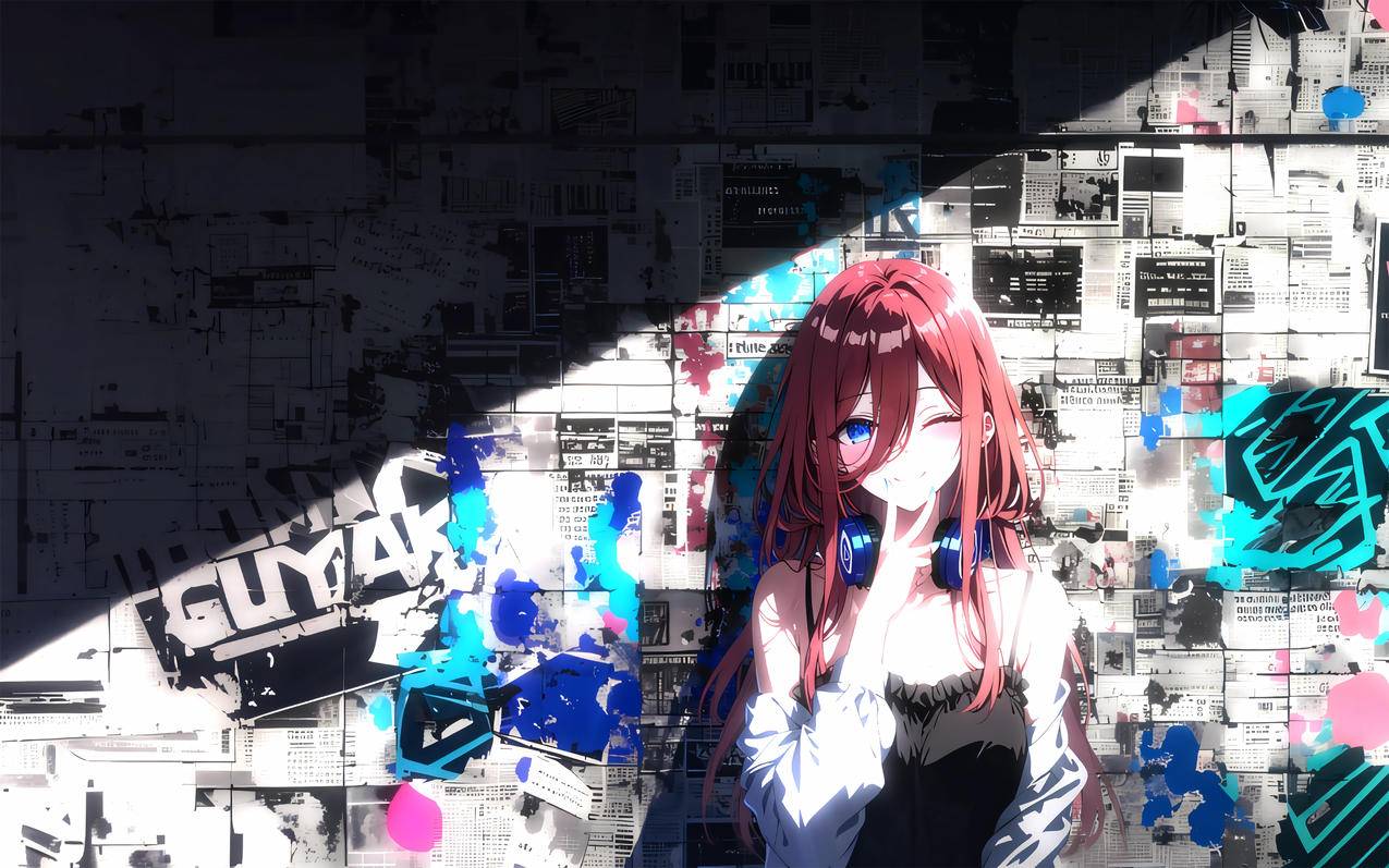 报纸墙 中野三玖 4K壁纸 3840x2400