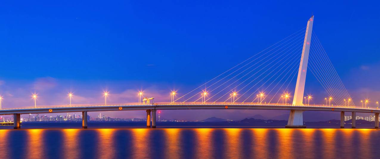 深圳湾跨海大桥夜景带鱼屏壁纸