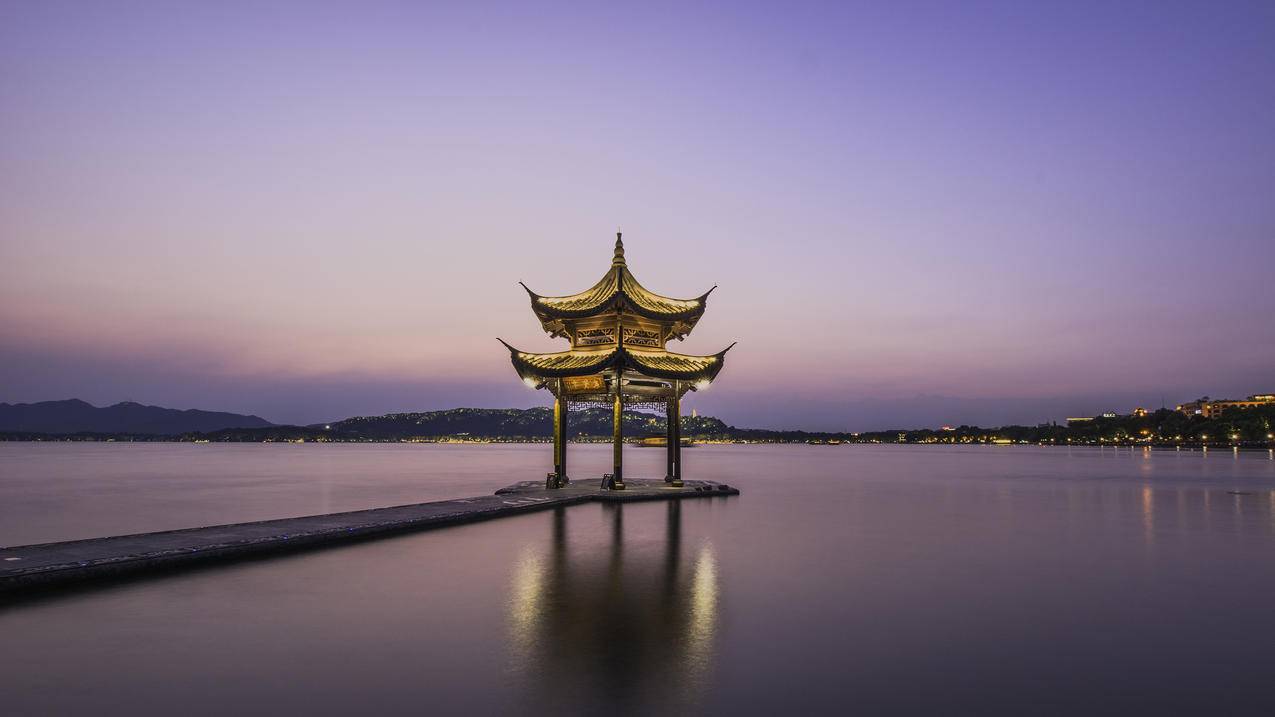 风景城市夜景杭州西湖高清壁纸