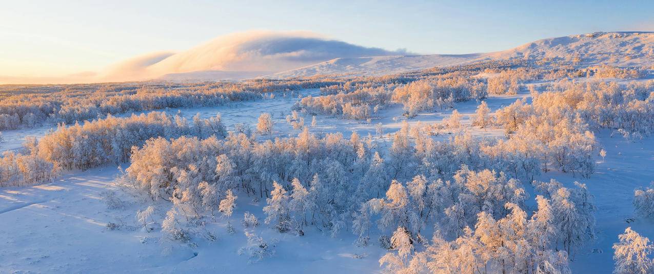 山 雪景 夕阳 5k风景