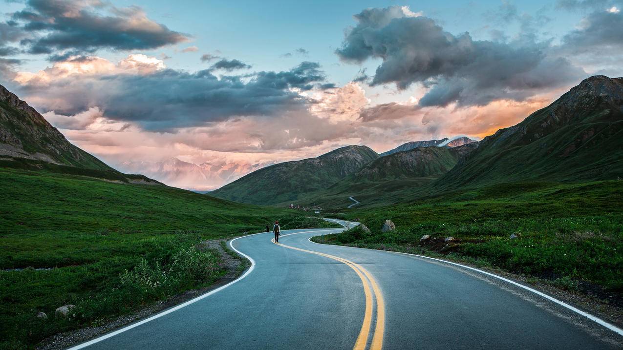 风景自然风光道路远山高清壁纸