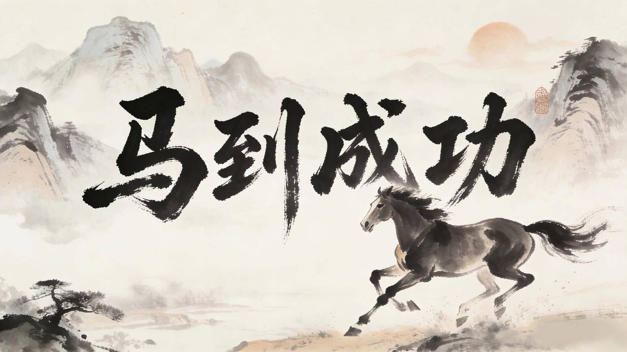 2026马年图片 马到成功 水墨画4K壁纸